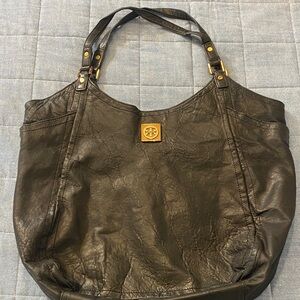Tory Burch Large Black Leather Shoulder Tote